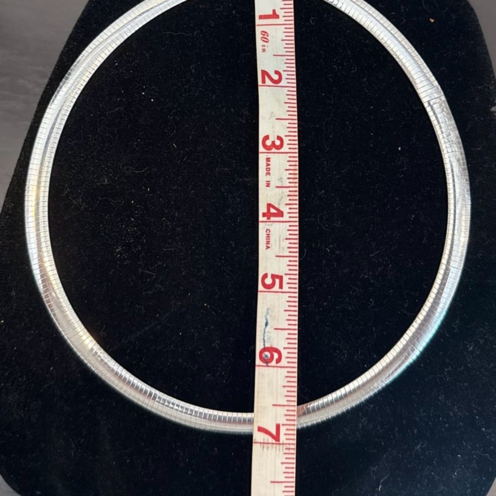 Italy Sterling Silver 925 Omega Wide Choker Collar Necklace - Picture 4 of 5